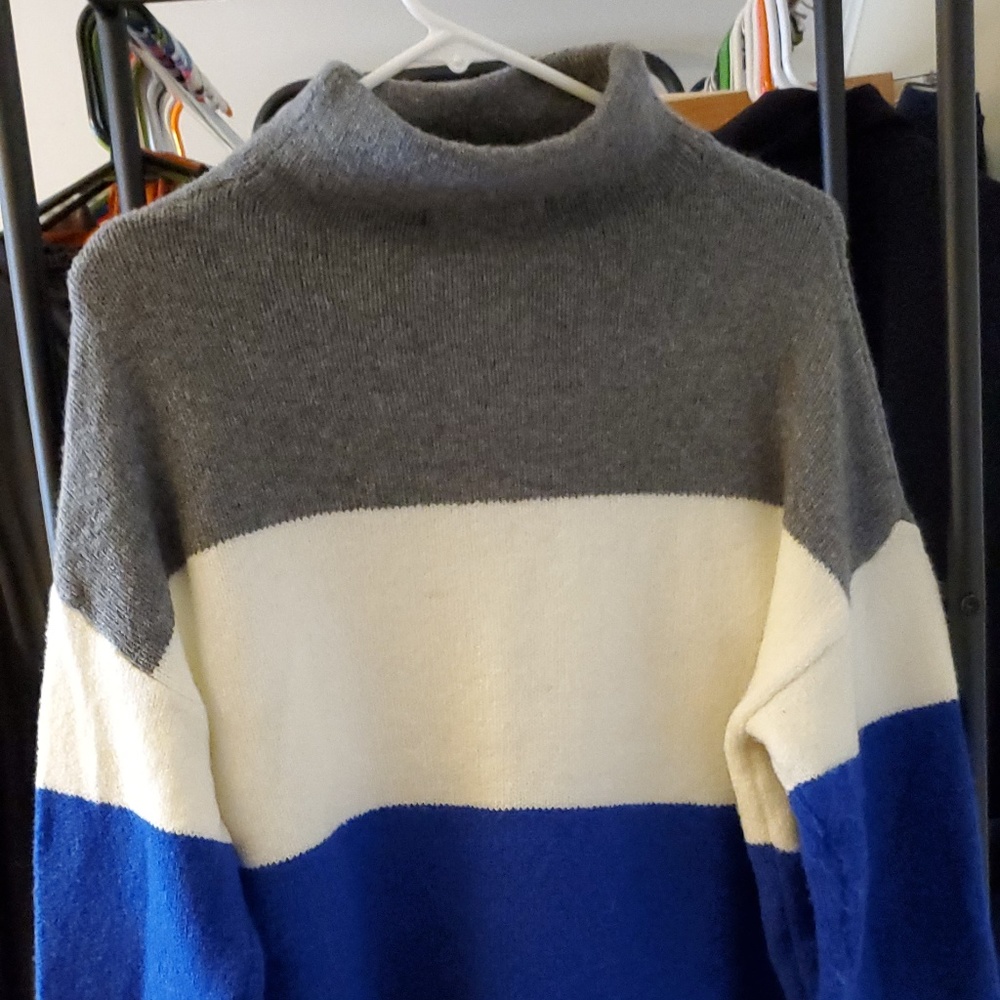 Semi Turtle Neck Color Block Sweater